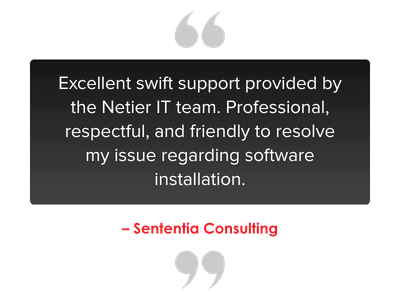 Sententia Consulting Testimonial Netier Managed IT Tech Support Canberra Brisbane Sydney